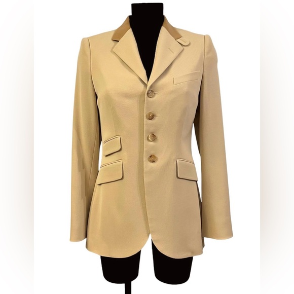 Ralph Lauren Collection Wool Lamb Leather Blazer Long Jacket Equestrian Tailored - Picture 2 of 16